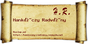 Hankóczy Radvány névjegykártya
